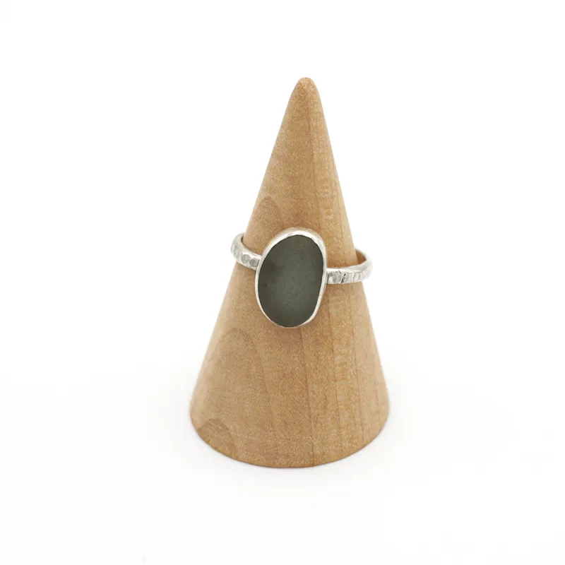 Porth Silver Seaglass Ring Clear P
